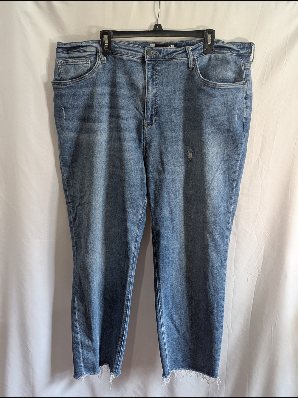 KUT from the Kloth Rachael Fab Ab Mom Jeans Women's Plus Size 22W Raw Hem Distre